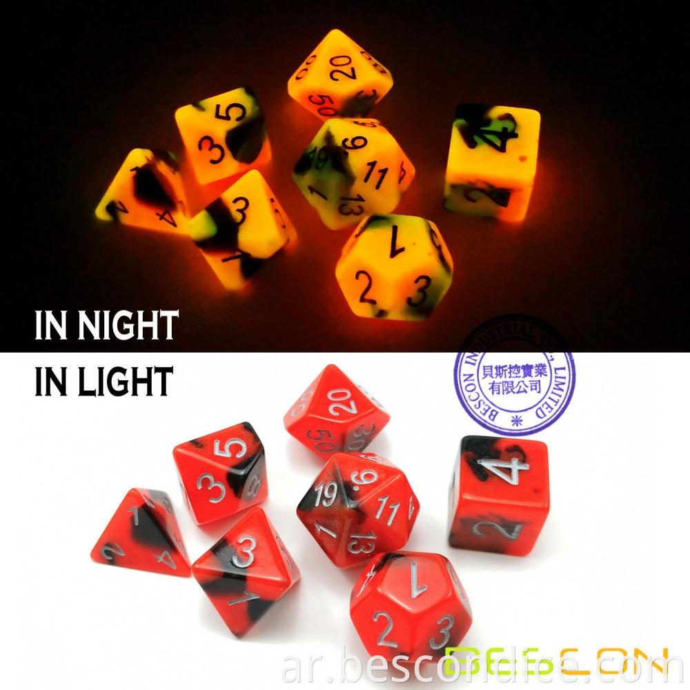 Hot Rocks Glowing Dnd Dice Set 4